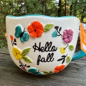LANG Hello Fall Ceramic Floral Mug Never Used NWT NEW